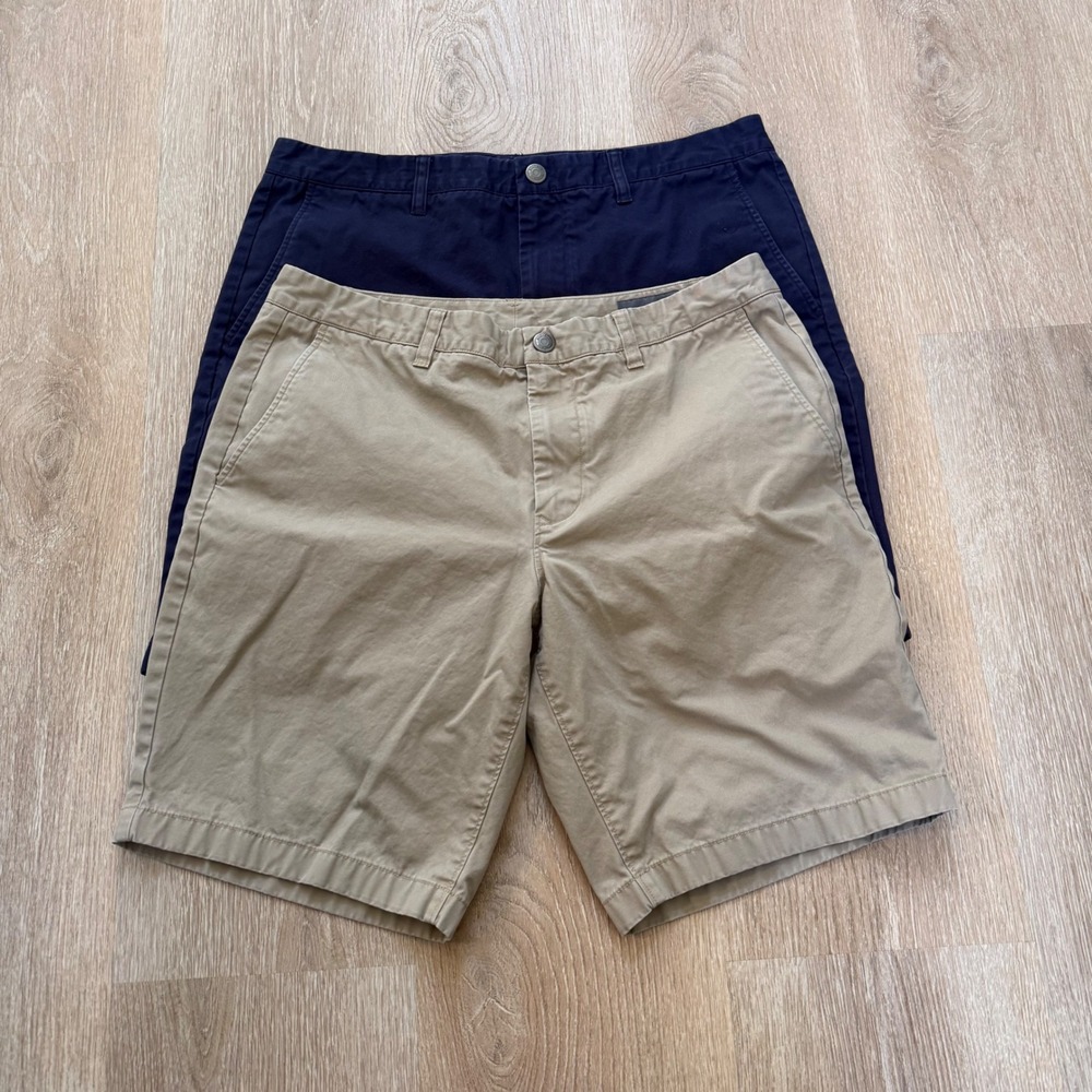 Bonobos Washed Chino Shorts Mens 35 Navy Blue Khaki‎ 9 Inch Inseam Cotton Bundle